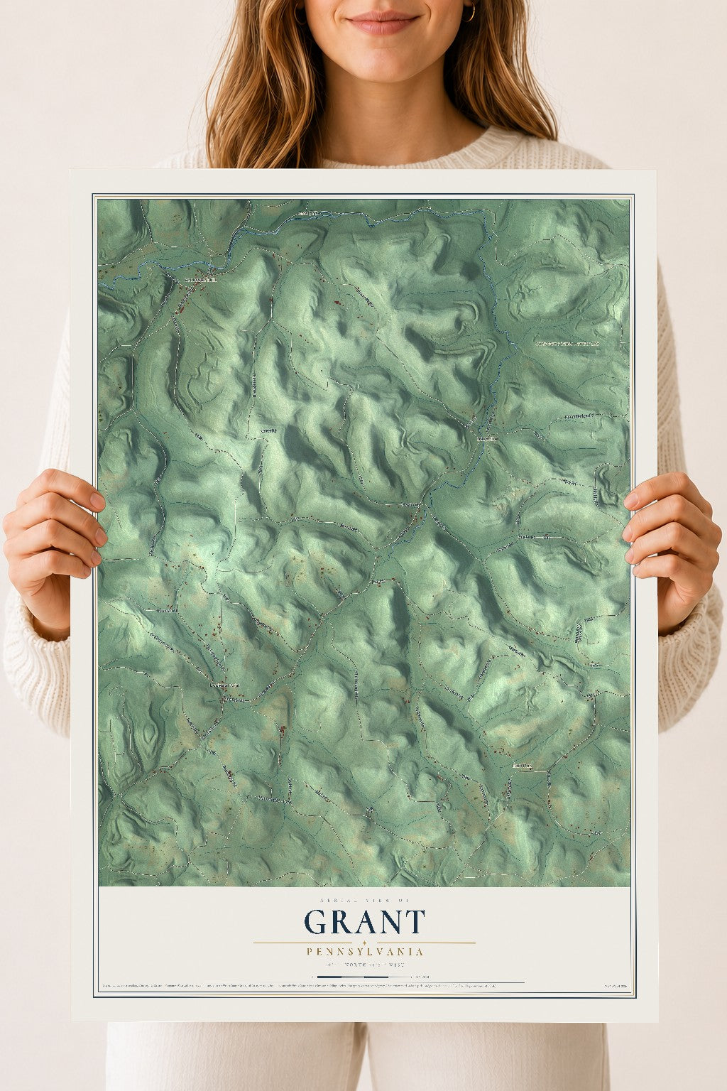Map of Grant, Pennsylvania, 18 x 24 inch unframed archival matte print