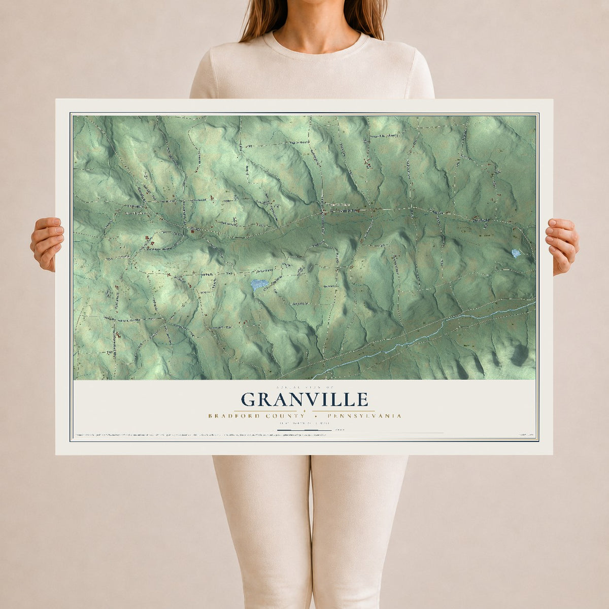 Map of Granville, Bradford County, Pennsylvania, 24 x 36 inch unframed archival matte print