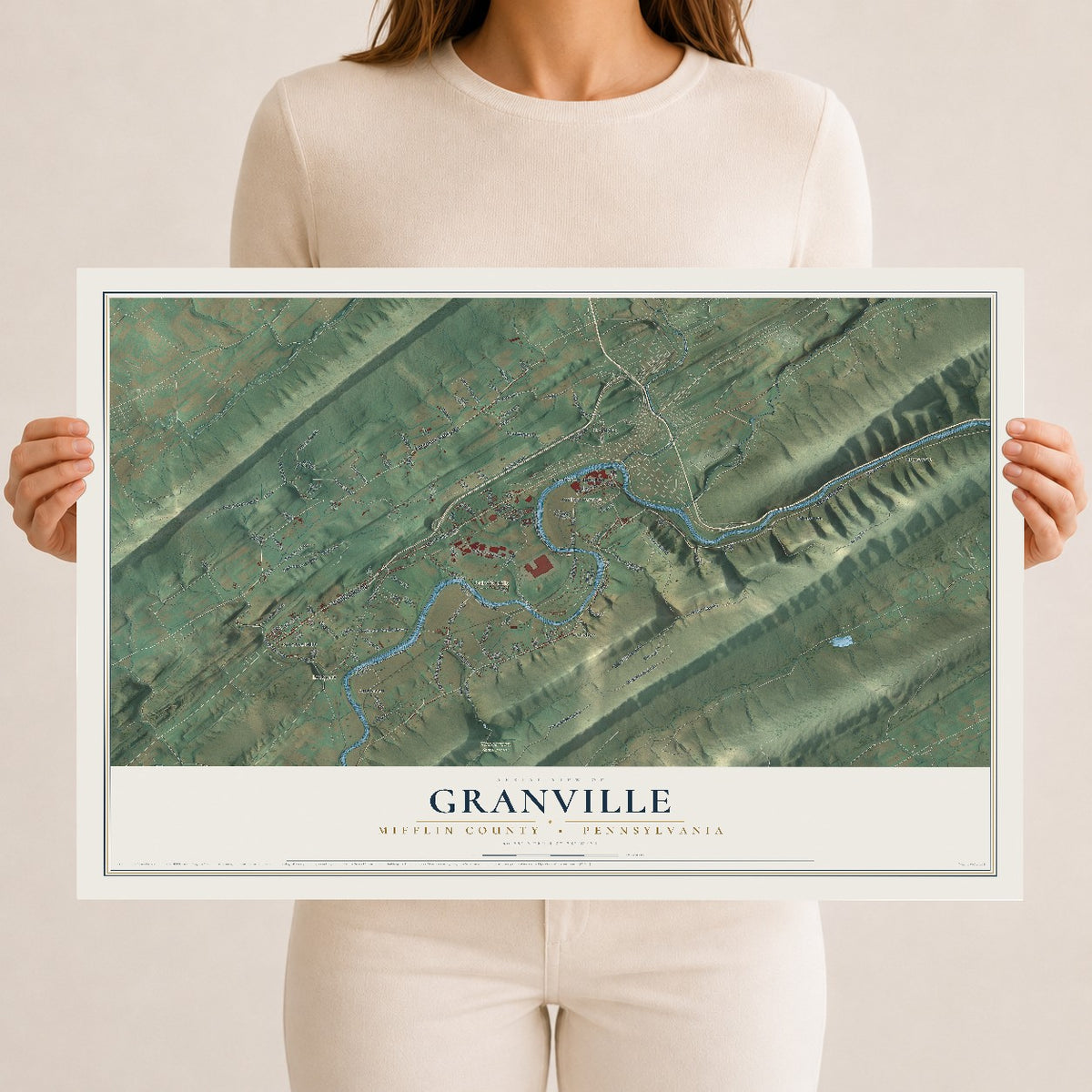 Map of Granville, Mifflin County, Pennsylvania, 12 x 18 inch unframed archival matte print