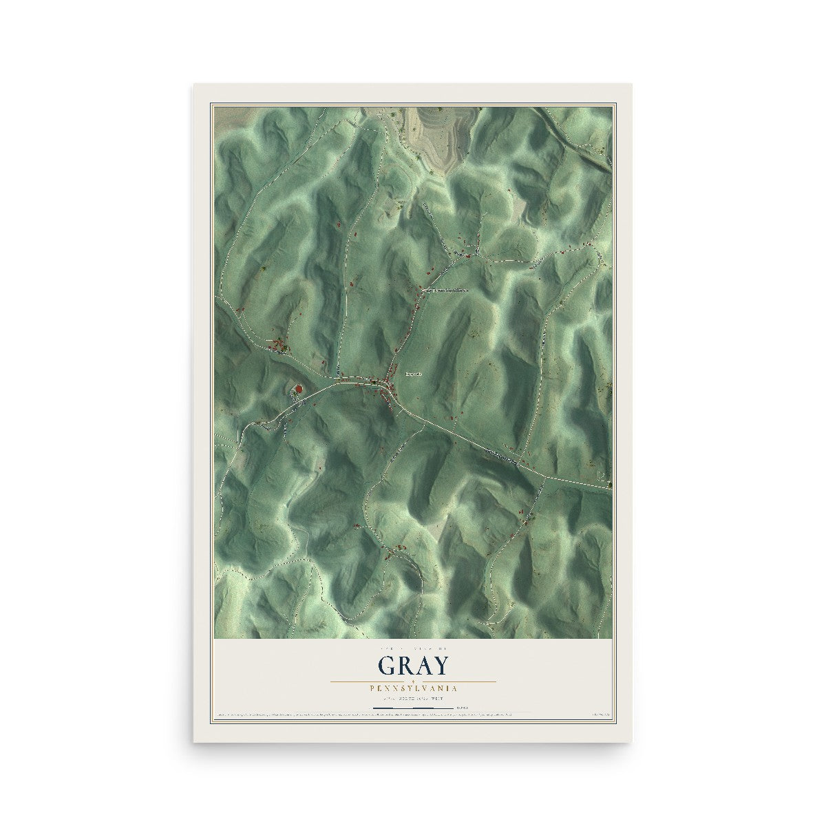 Map of Gray, Pennsylvania, 12 x 18 inch unframed archival matte print