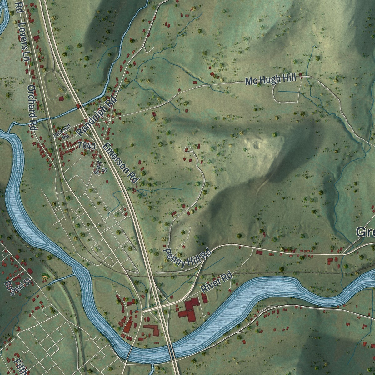 Close-up of the map of Great Bend, Susquehanna County, Pennsylvania print showing street and building detail