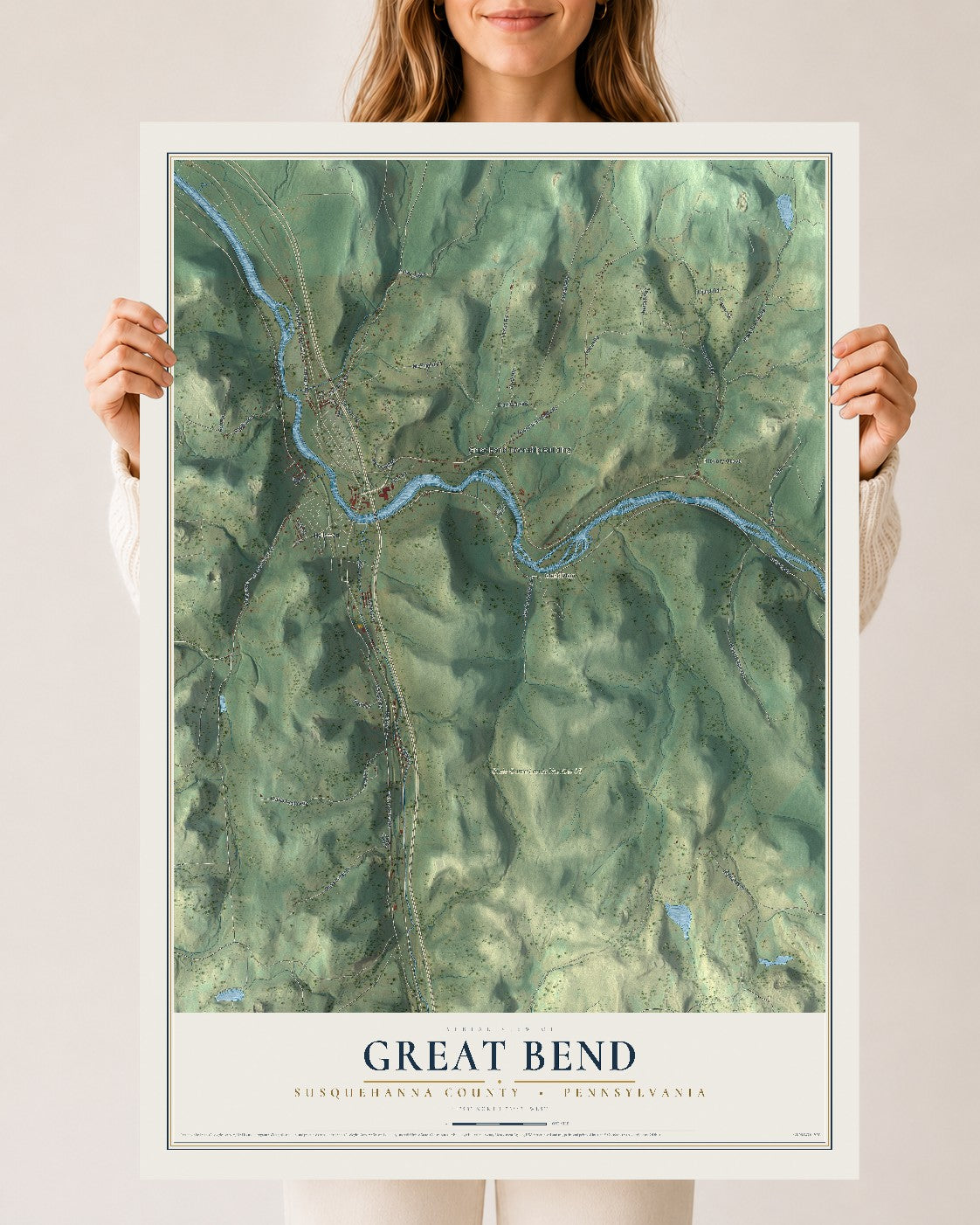 Map of Great Bend, Susquehanna County, Pennsylvania, 24 x 36 inch unframed archival matte print