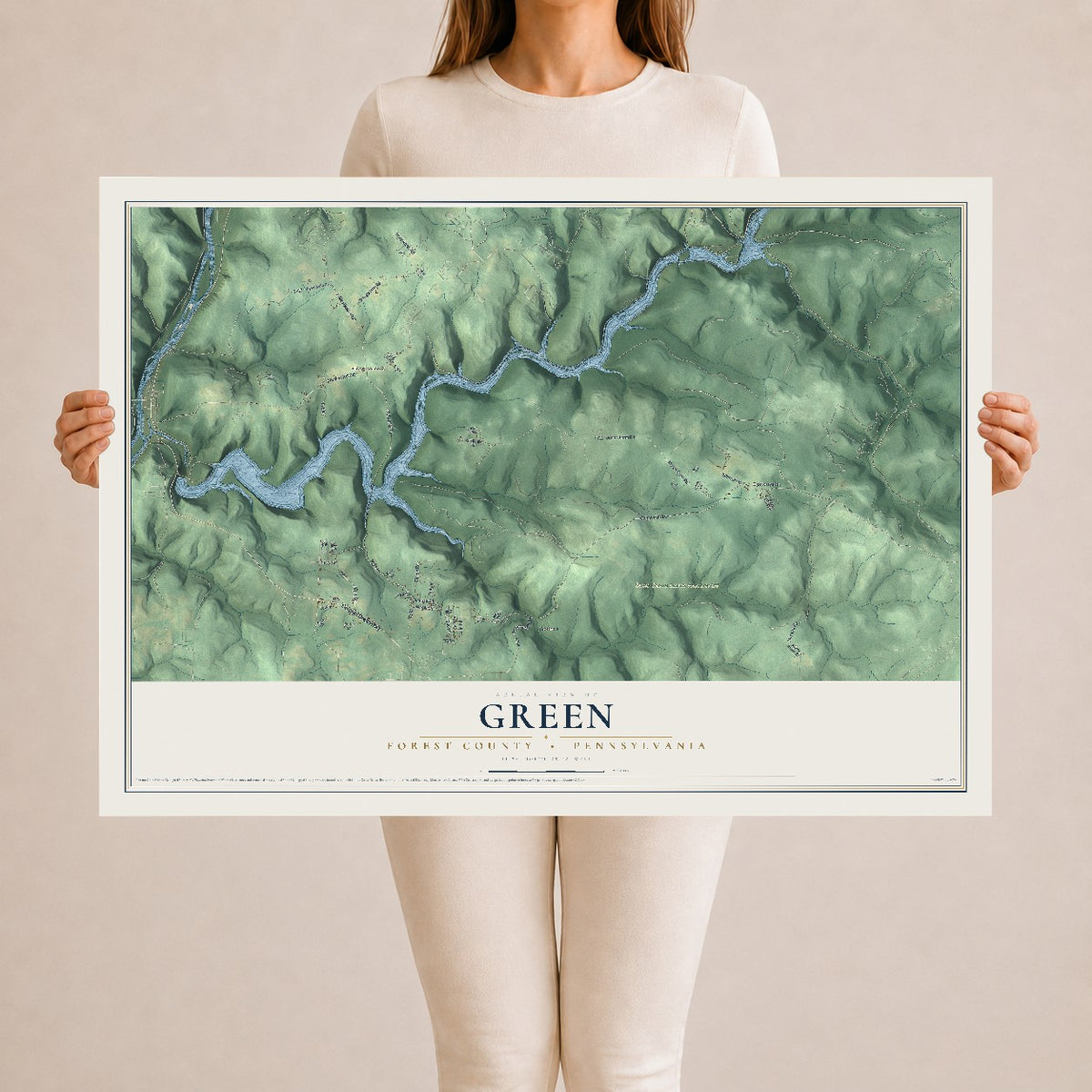 Map of Green, Forest County, Pennsylvania, 24 x 36 inch unframed archival matte print