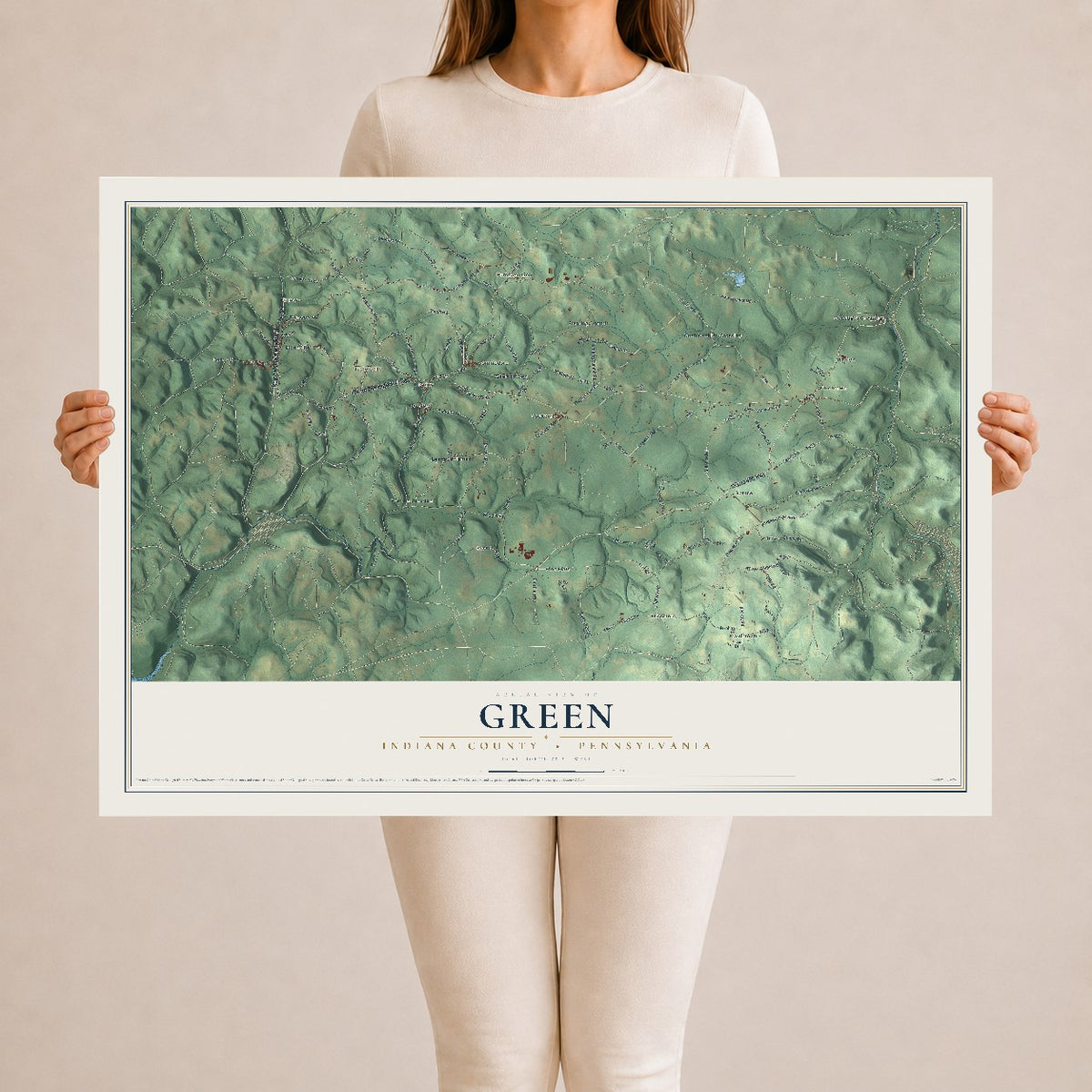 Map of Green, Indiana County, Pennsylvania, 24 x 36 inch unframed archival matte print