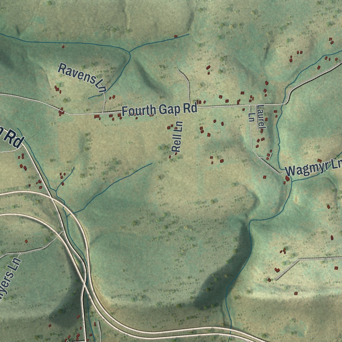 Second close-up of the map of Greene, Clinton County, Pennsylvania print showing more streets and buildings