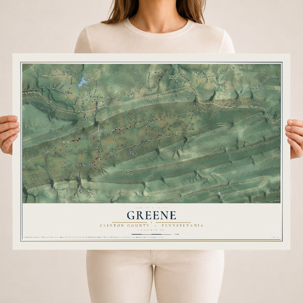 Map of Greene, Clinton County, Pennsylvania, 18 x 24 inch unframed archival matte print