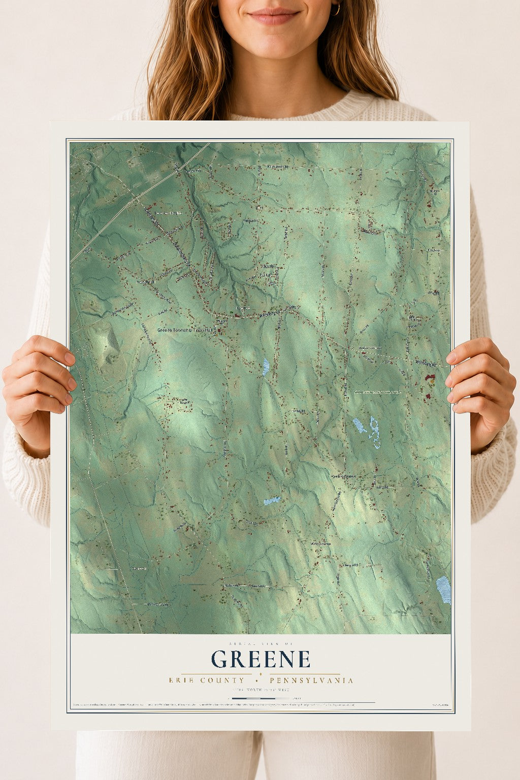 Map of Greene, Erie County, Pennsylvania, 18 x 24 inch unframed archival matte print