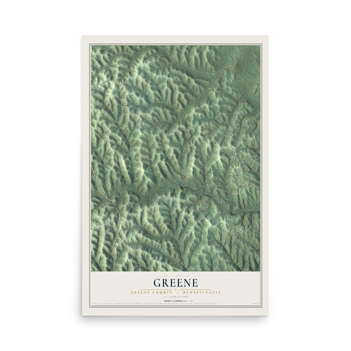 Map of Greene, Greene County, Pennsylvania, 12 x 18 inch unframed archival matte print