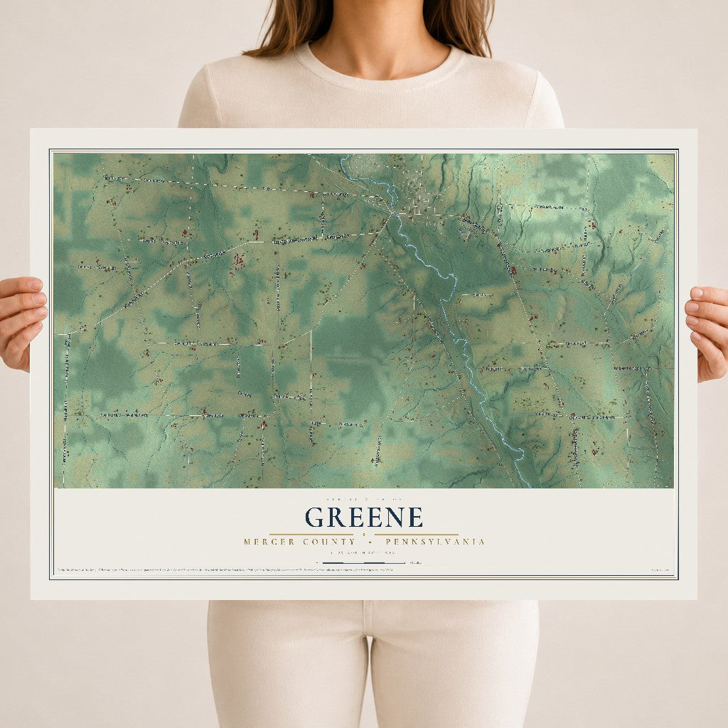 Map of Greene, Mercer County, Pennsylvania, 18 x 24 inch unframed archival matte print