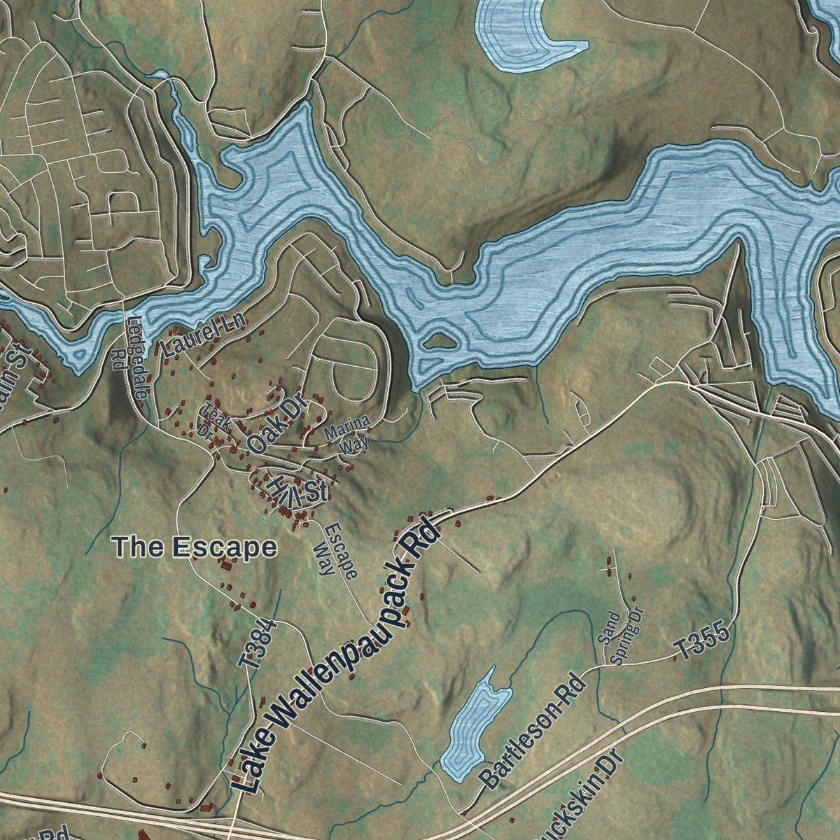 Close-up of the map of Greene, Pike County, Pennsylvania print showing street and building detail