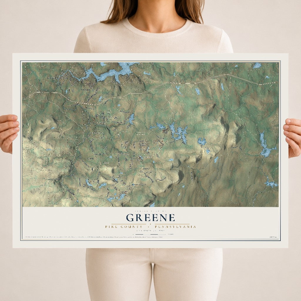 Map of Greene, Pike County, Pennsylvania, 18 x 24 inch unframed archival matte print