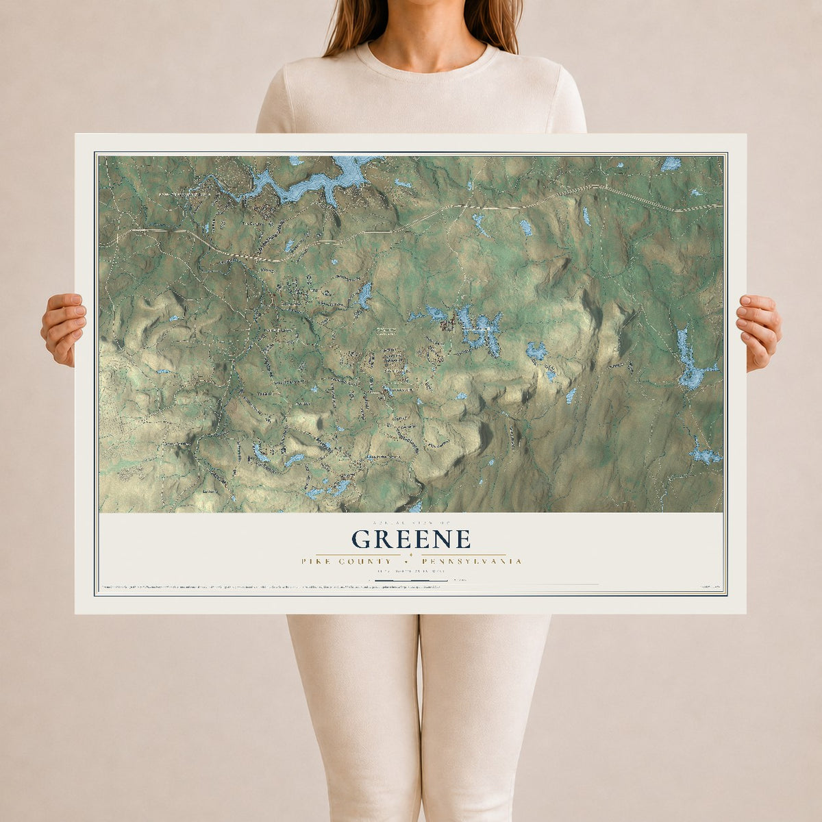 Map of Greene, Pike County, Pennsylvania, 24 x 36 inch unframed archival matte print