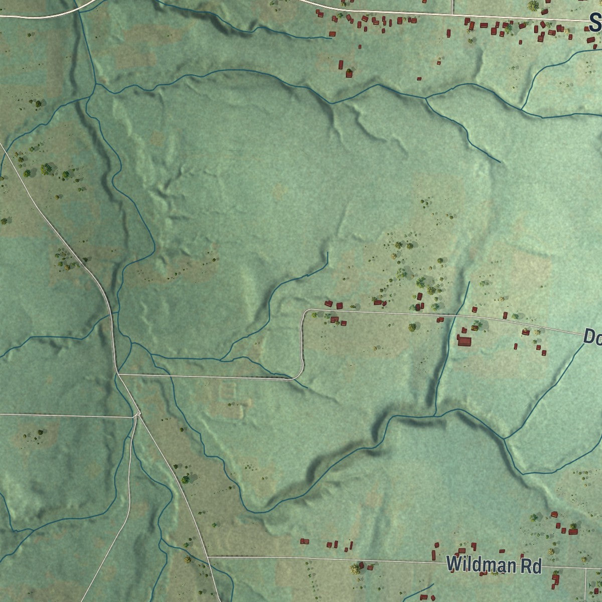 Second close-up of the map of Greenfield, Erie County, Pennsylvania print showing more streets and buildings
