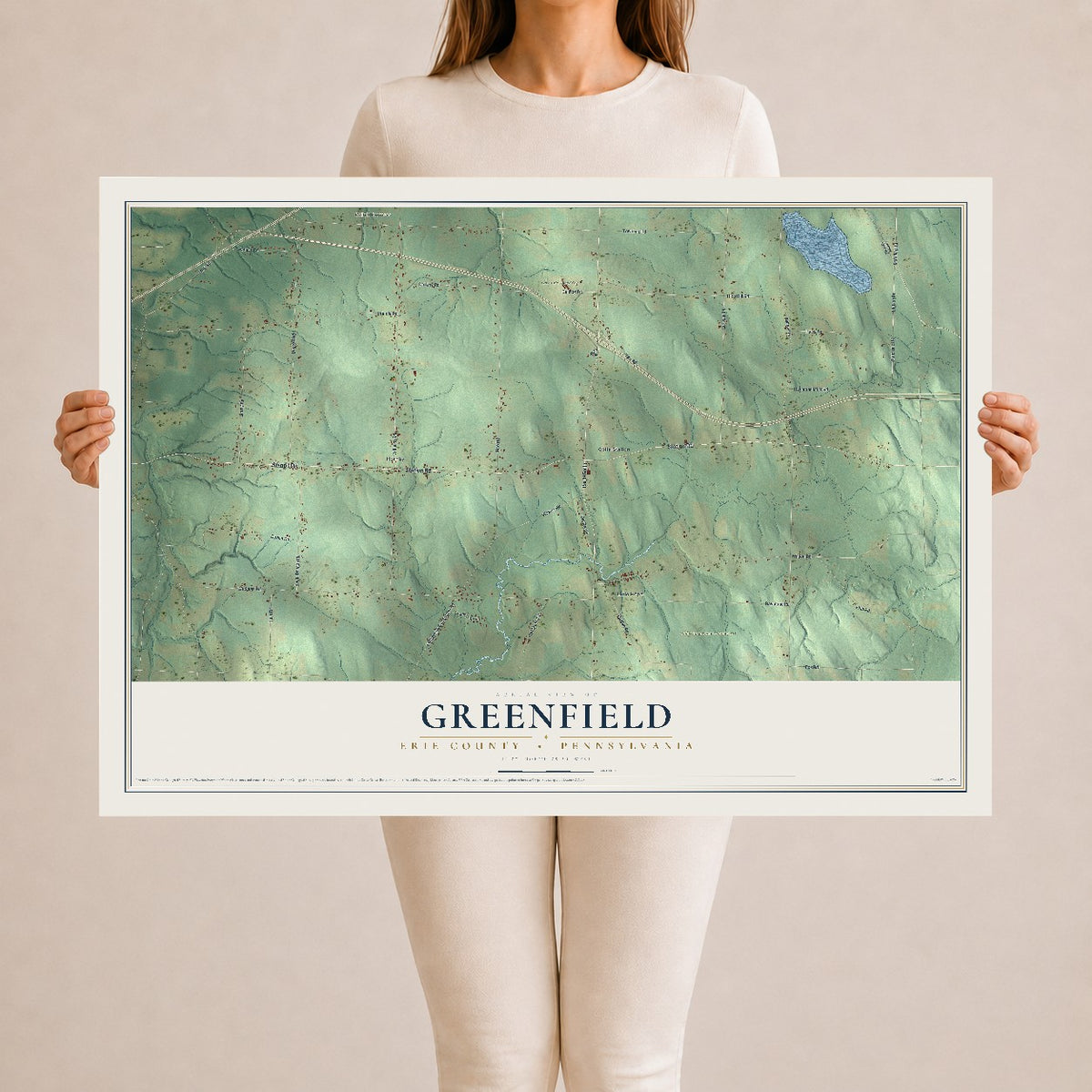 Map of Greenfield, Erie County, Pennsylvania, 24 x 36 inch unframed archival matte print