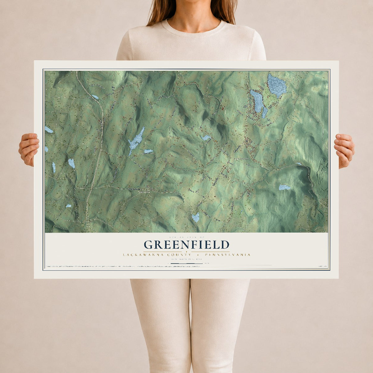 Map of Greenfield, Lackawanna County, Pennsylvania, 24 x 36 inch unframed archival matte print