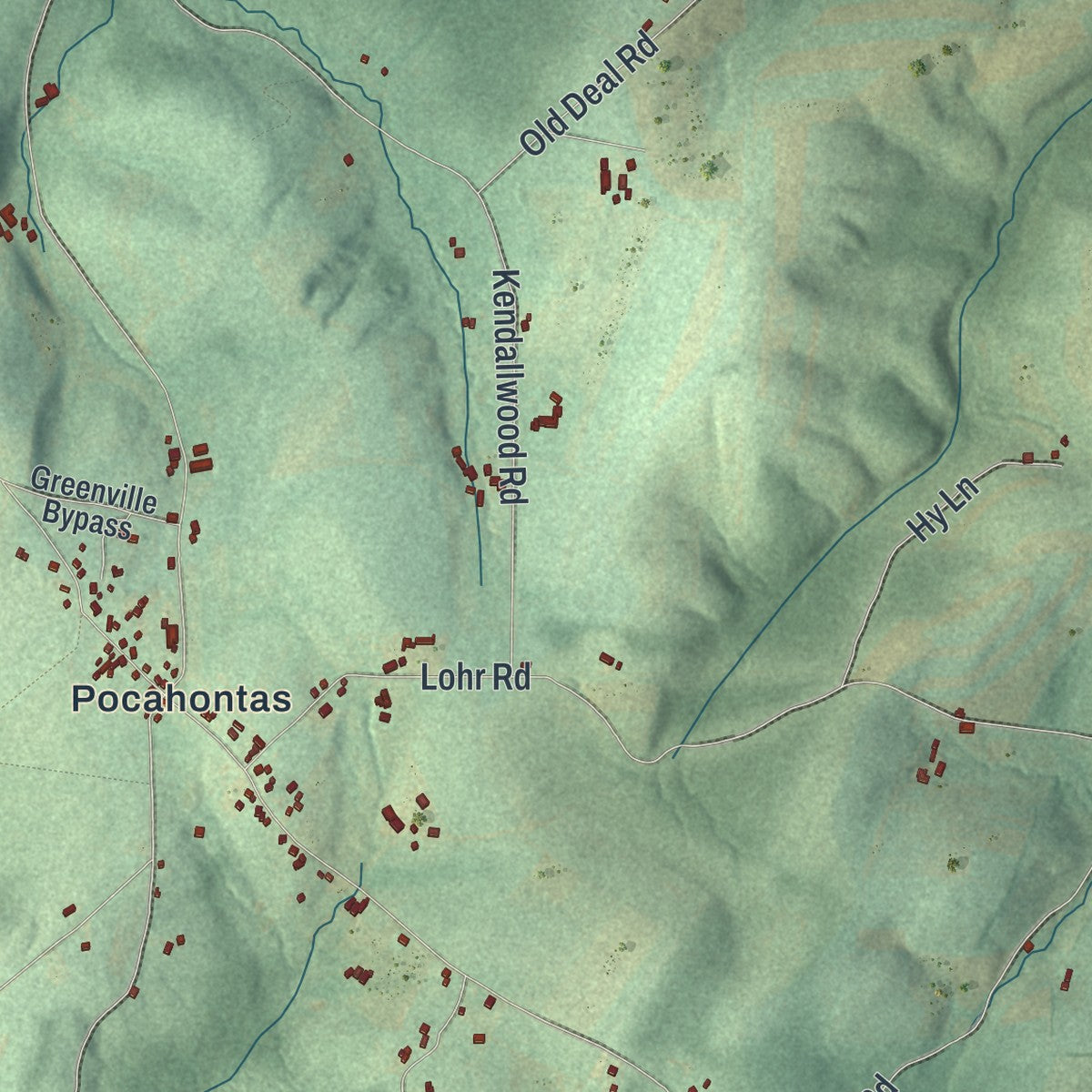 Close-up of the map of Greenville, Somerset County, Pennsylvania print showing street and building detail