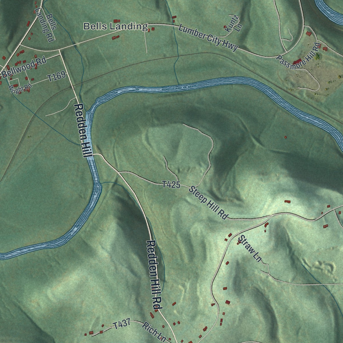 Close-up of the map of Greenwood, Clearfield County, Pennsylvania print showing street and building detail