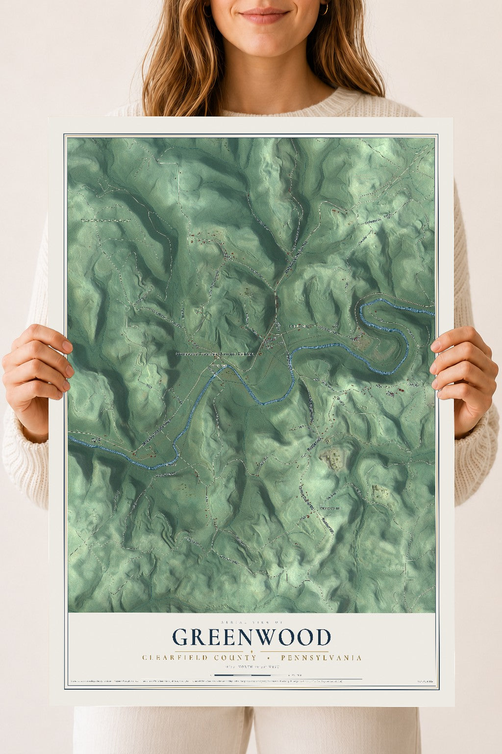 Map of Greenwood, Clearfield County, Pennsylvania, 18 x 24 inch unframed archival matte print