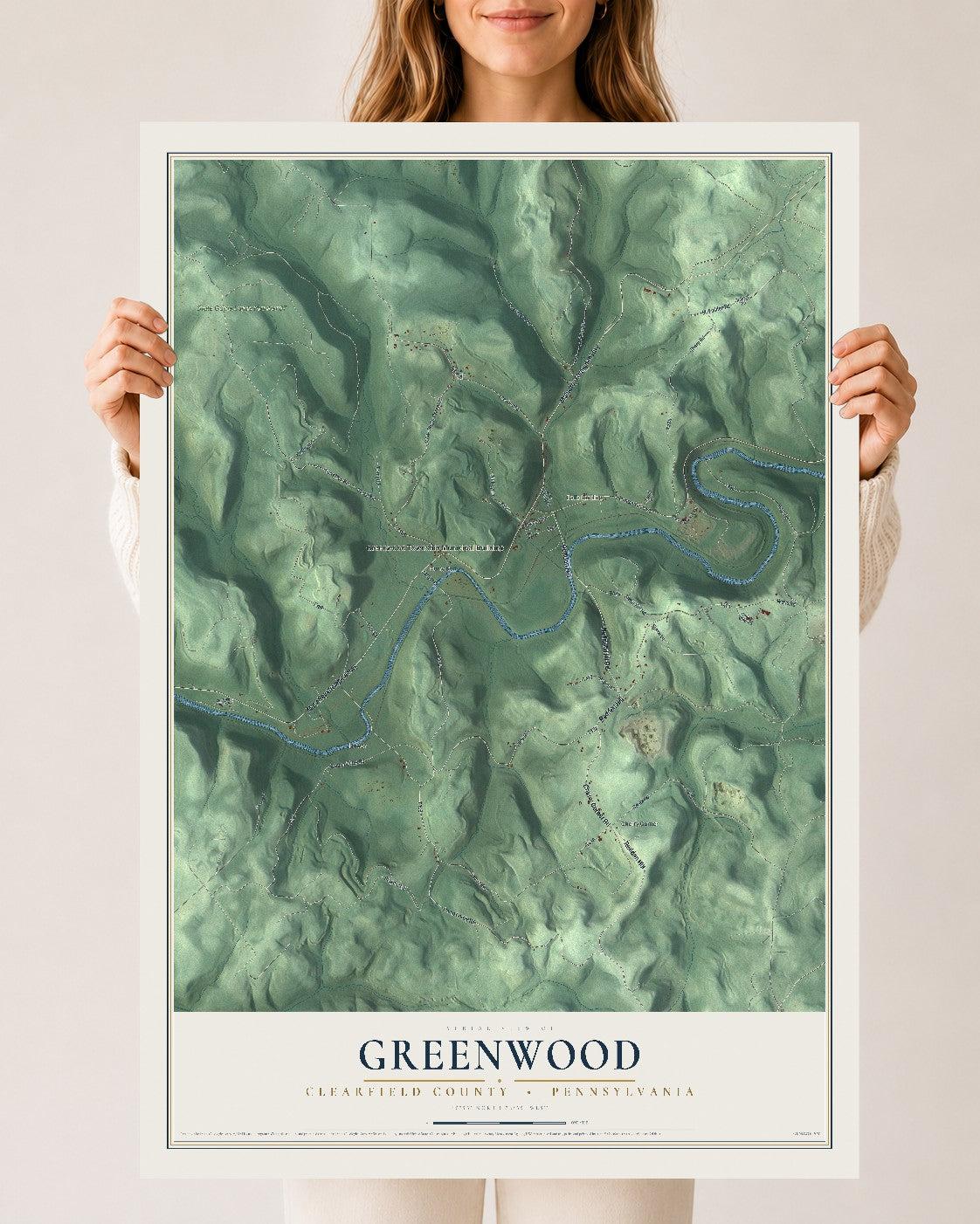 Map of Greenwood, Clearfield County, Pennsylvania, 24 x 36 inch unframed archival matte print