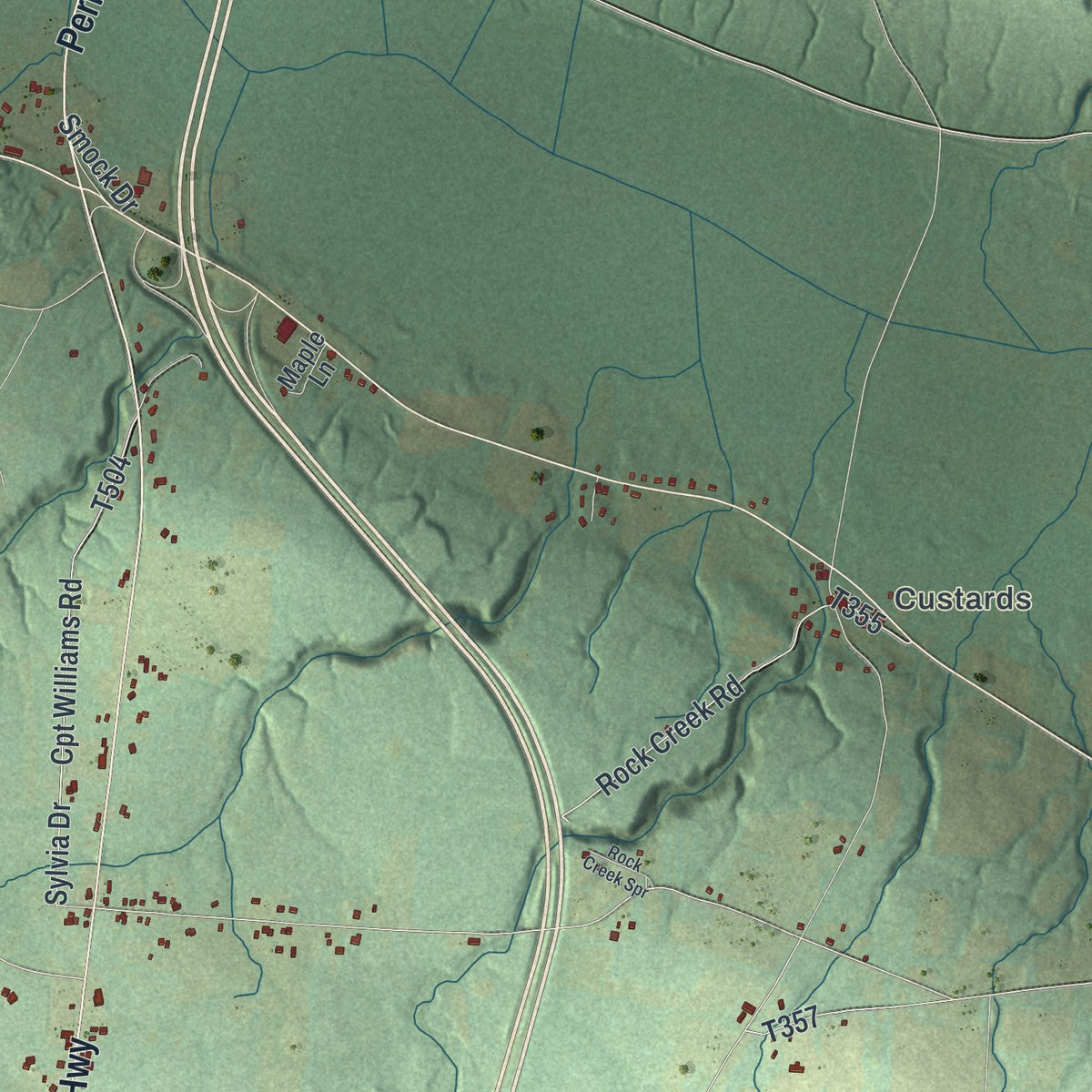 Close-up of the map of Greenwood, Crawford County, Pennsylvania print showing street and building detail