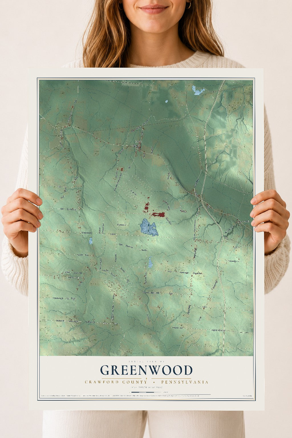Map of Greenwood, Crawford County, Pennsylvania, 18 x 24 inch unframed archival matte print
