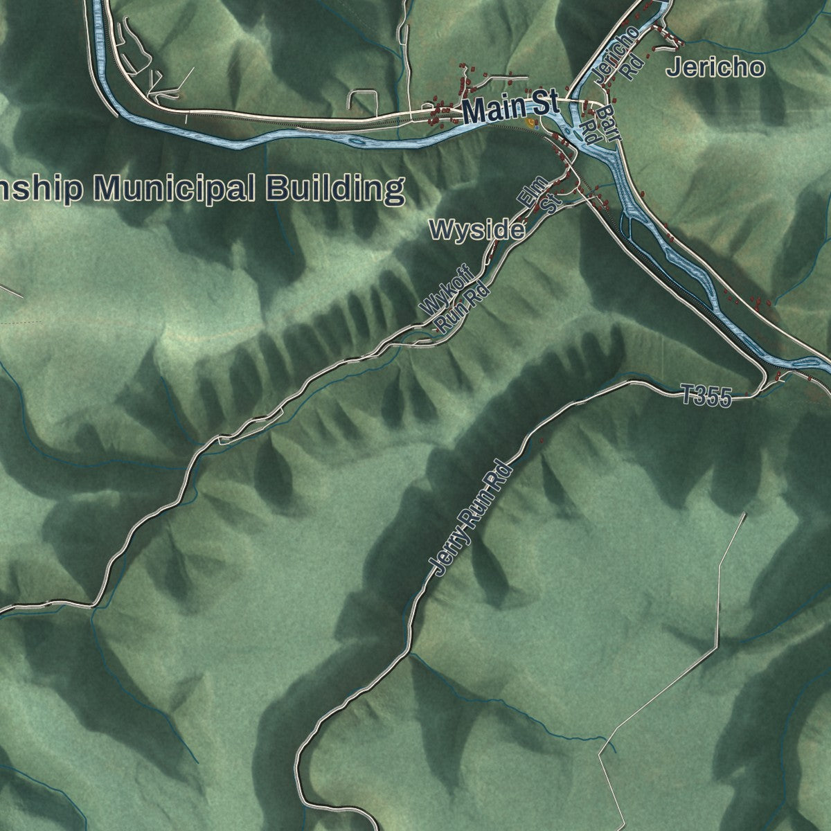 Second close-up of the map of Grove, Pennsylvania print showing more streets and buildings