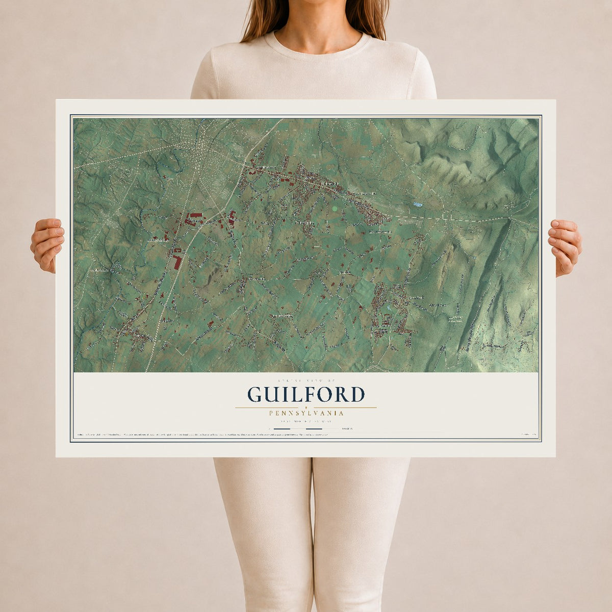 Map of Guilford, Pennsylvania, 24 x 36 inch unframed archival matte print