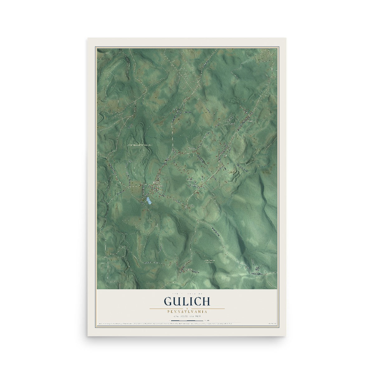 Map of Gulich, Pennsylvania, 12 x 18 inch unframed archival matte print