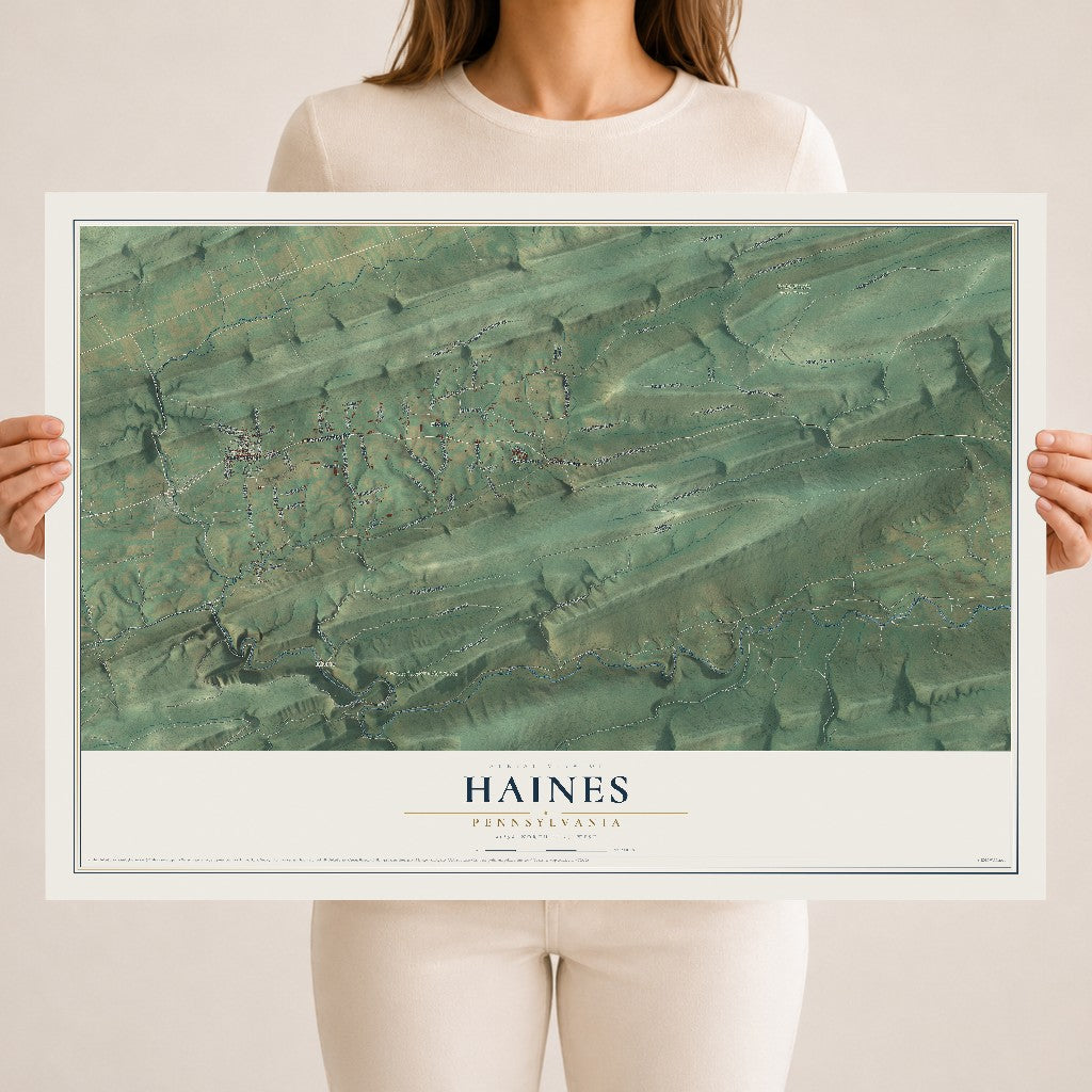 Map of Haines, Pennsylvania, 18 x 24 inch unframed archival matte print