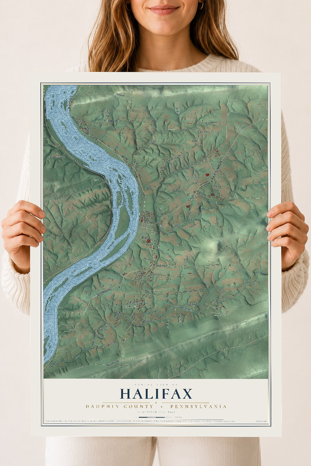 Map of Halifax, Dauphin County, Pennsylvania, 18 x 24 inch unframed archival matte print