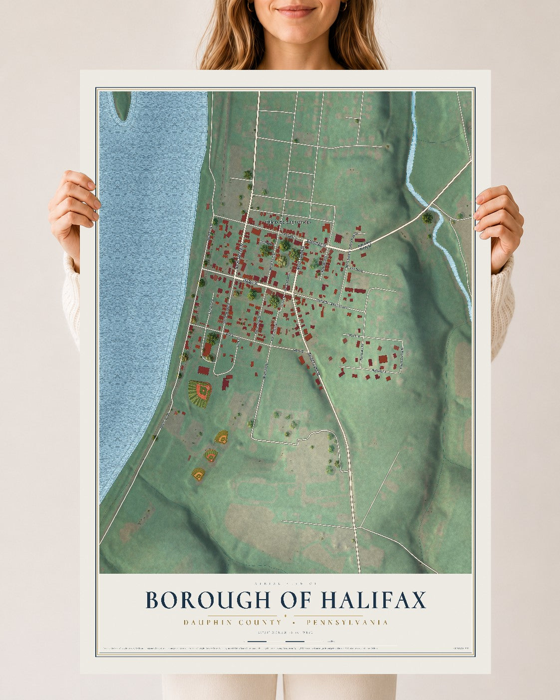 Map of the Borough of Halifax, Dauphin County, Pennsylvania, 24 x 36 inch unframed archival matte print