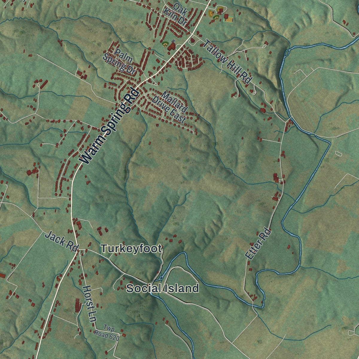Second close-up of the map of Hamilton, Franklin County, Pennsylvania print showing more streets and buildings