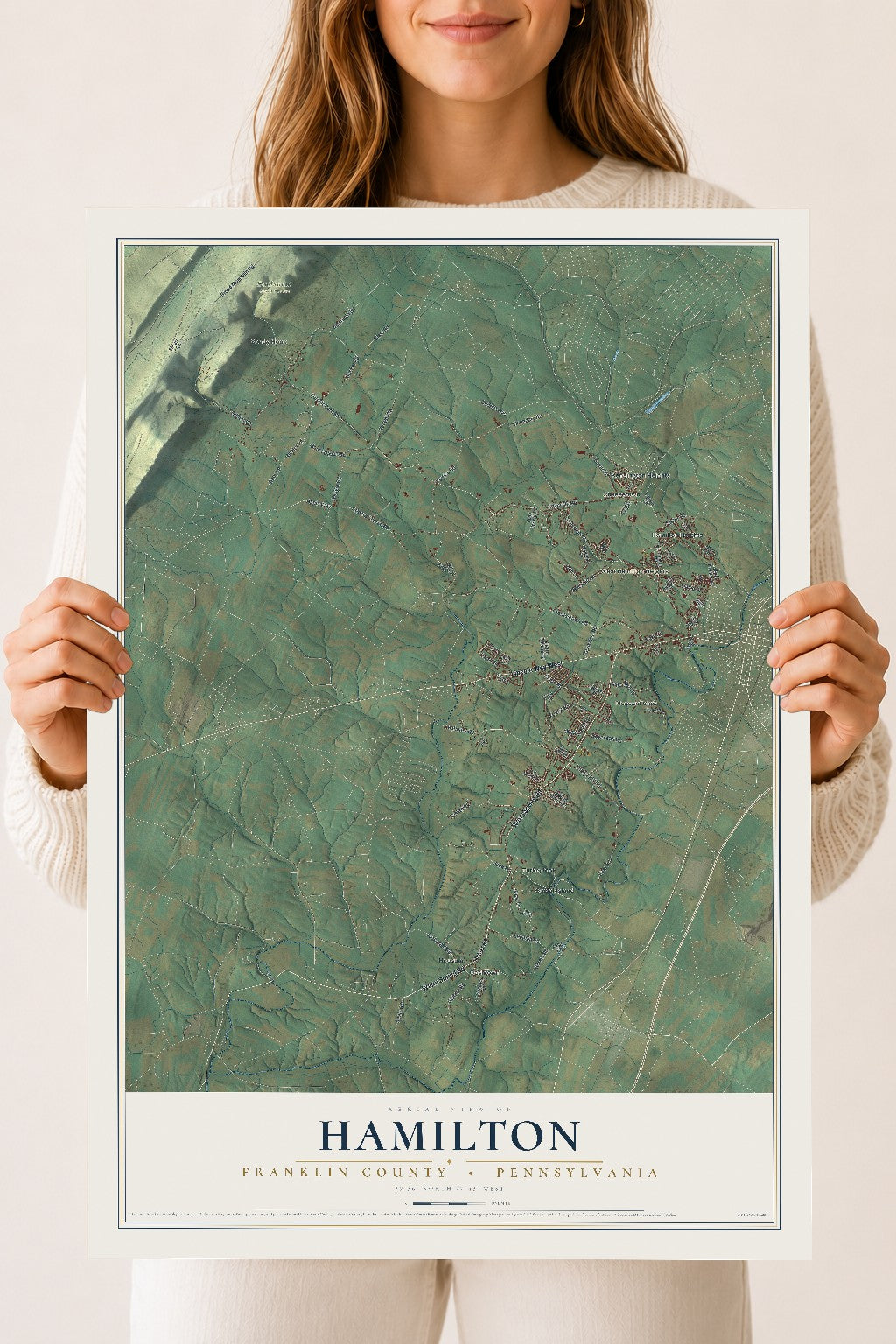 Map of Hamilton, Franklin County, Pennsylvania, 18 x 24 inch unframed archival matte print