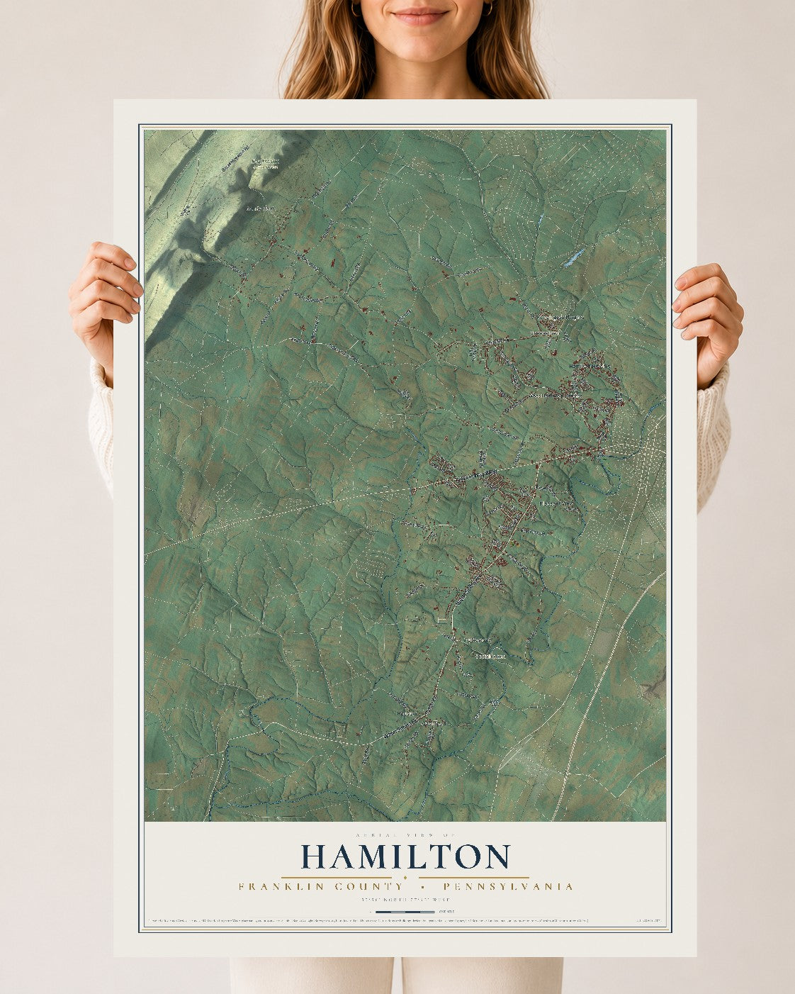 Map of Hamilton, Franklin County, Pennsylvania, 24 x 36 inch unframed archival matte print