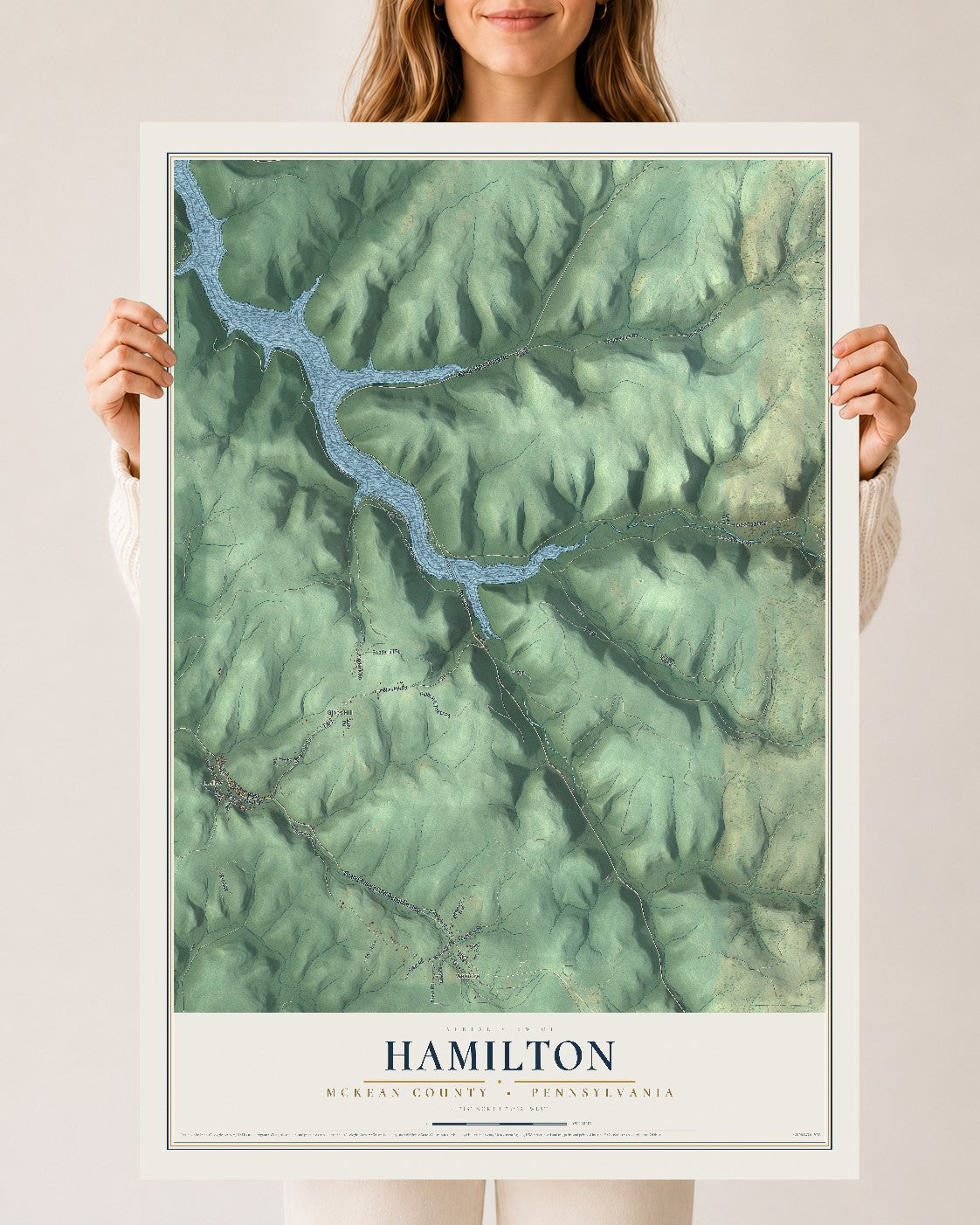 Map of Hamilton, McKean County, Pennsylvania, 24 x 36 inch unframed archival matte print