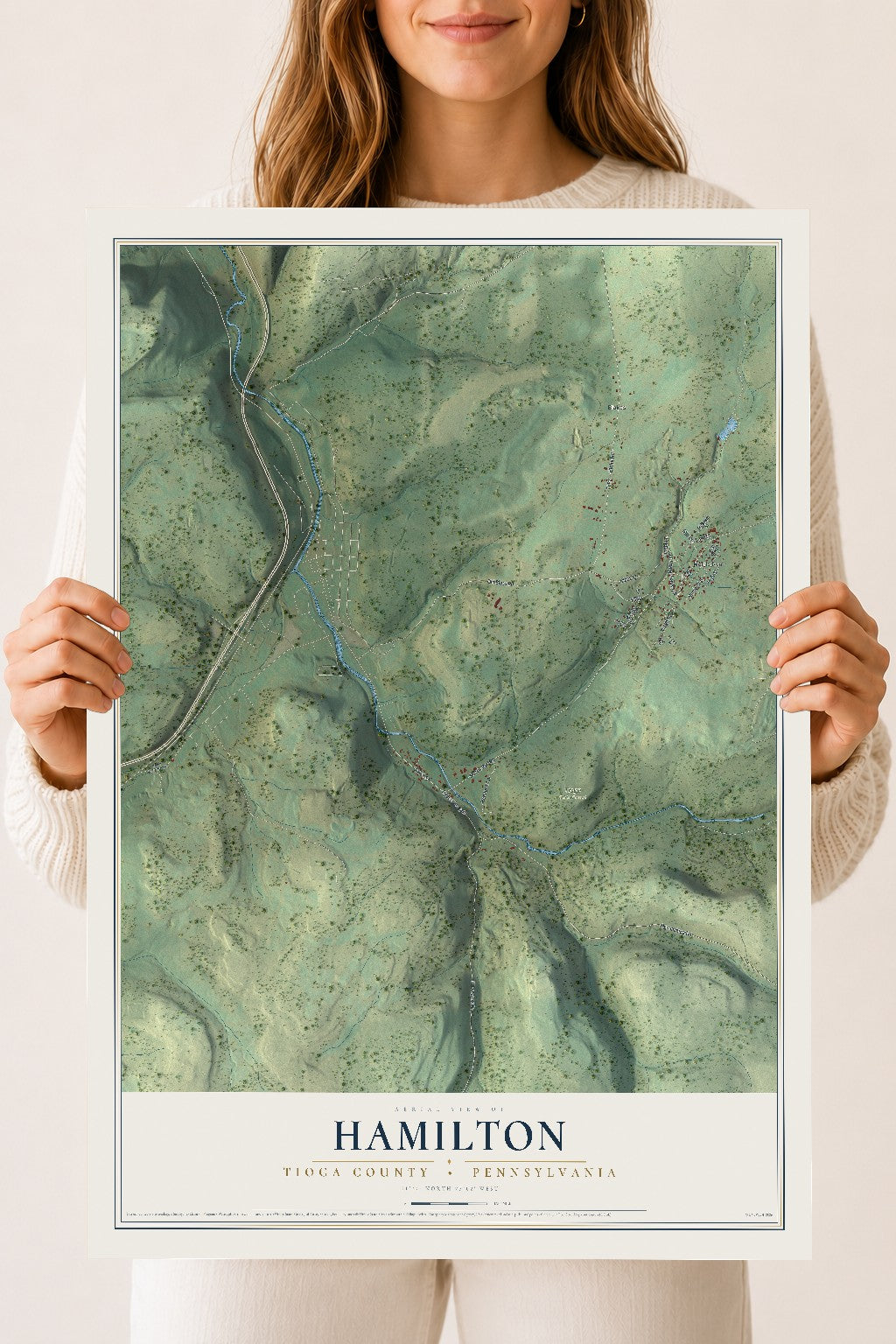 Map of Hamilton, Tioga County, Pennsylvania, 18 x 24 inch unframed archival matte print