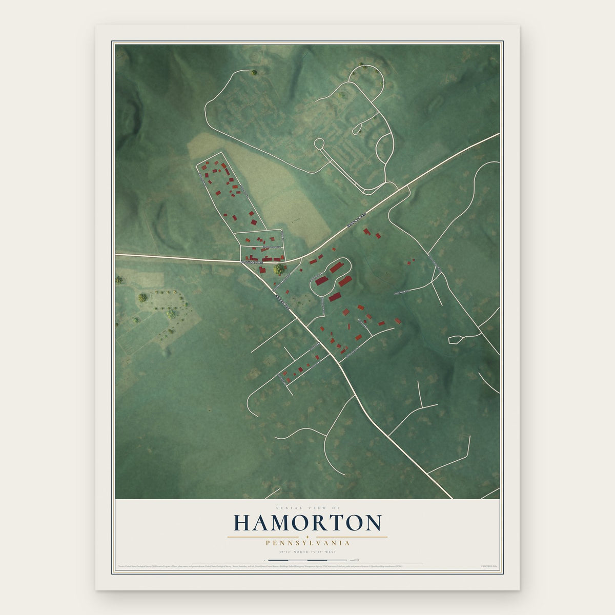 Hamorton, Pennsylvania map print, the full design