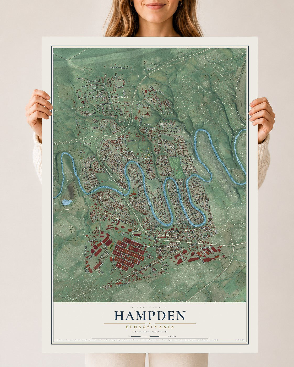 Map of Hampden, Pennsylvania, 24 x 36 inch unframed archival matte print