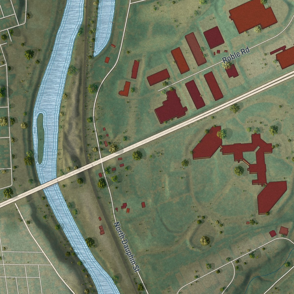 Second close-up of the map of Hanover, Lehigh County, Pennsylvania print showing more streets and buildings