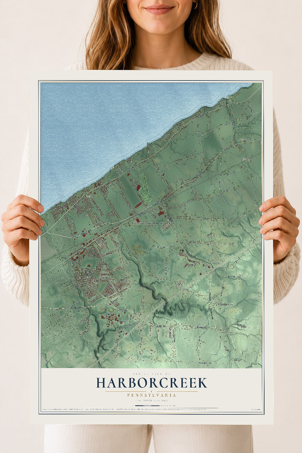 Map of Harborcreek, Pennsylvania, 18 x 24 inch unframed archival matte print