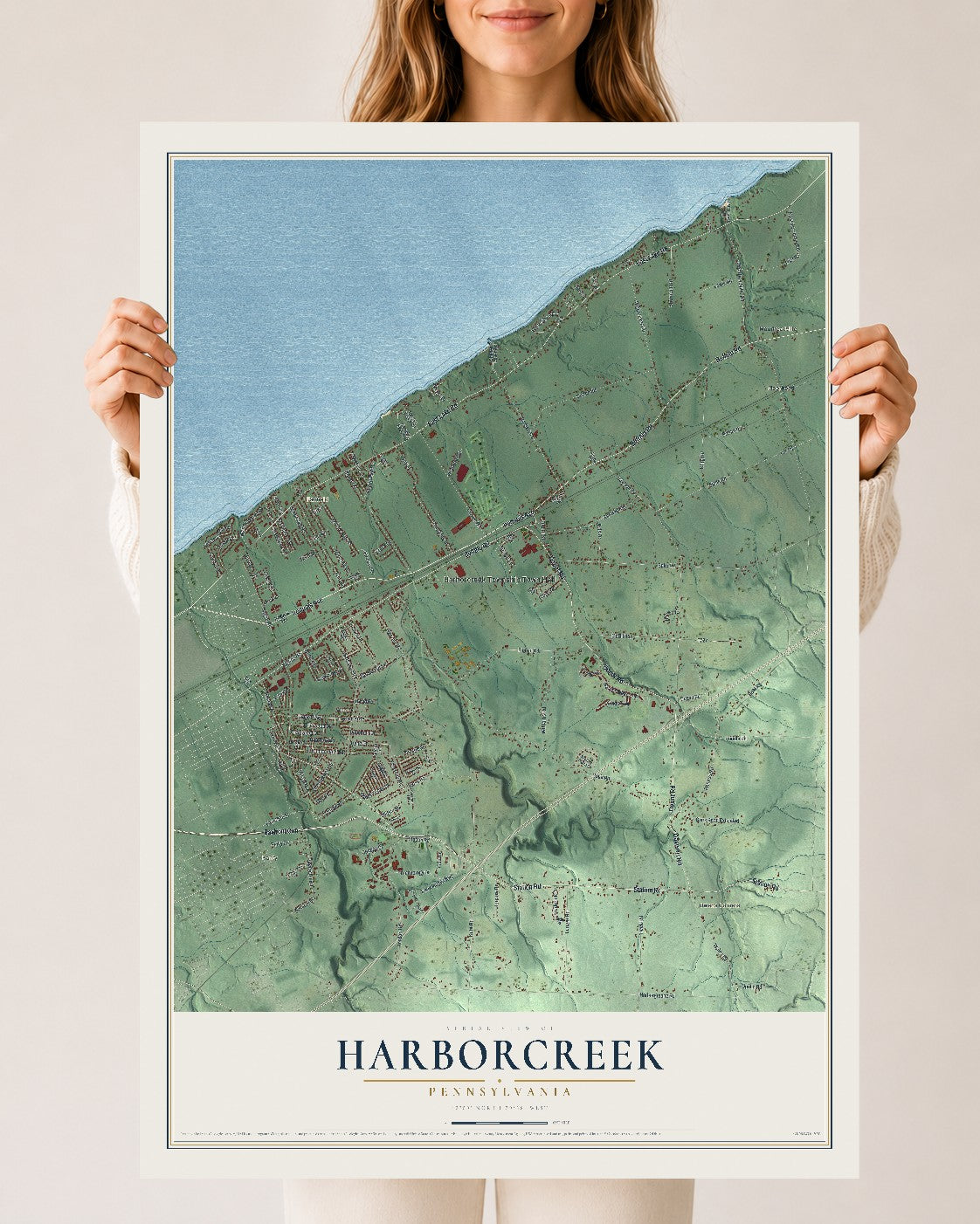 Map of Harborcreek, Pennsylvania, 24 x 36 inch unframed archival matte print