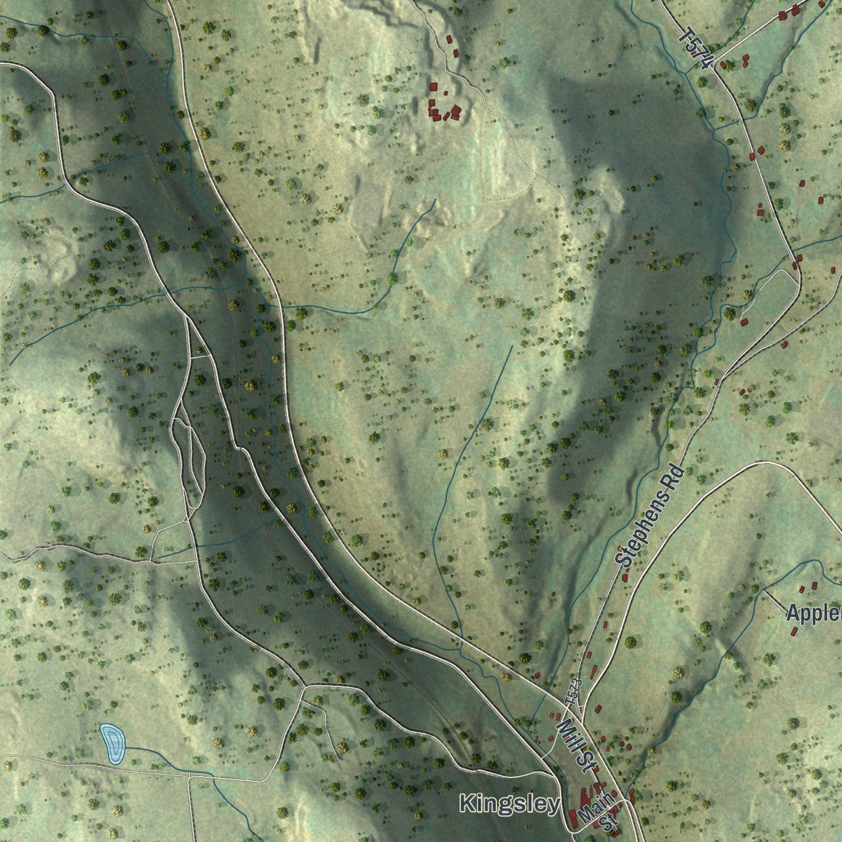 Close-up of the map of Harford, Pennsylvania print showing street and building detail