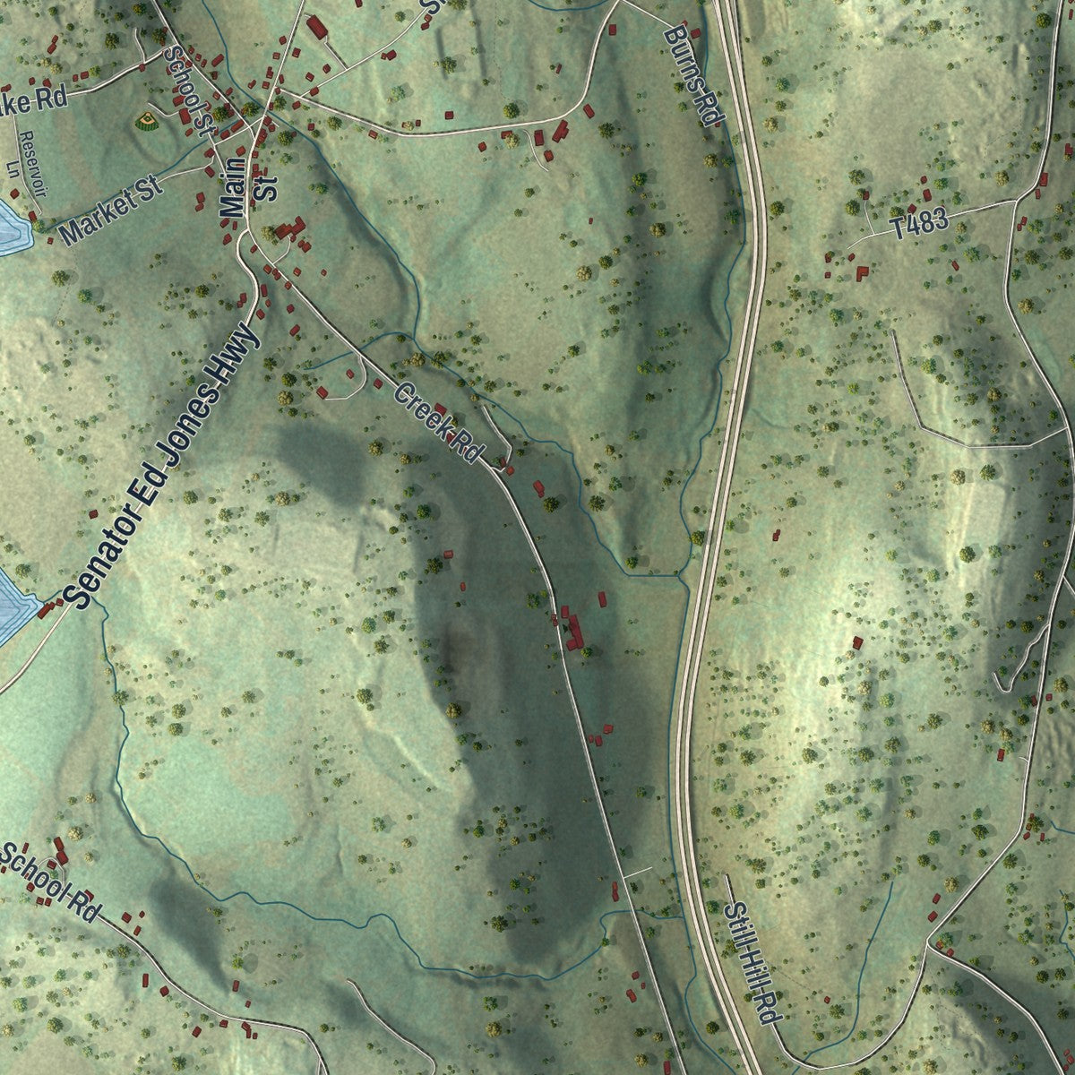 Second close-up of the map of Harford, Pennsylvania print showing more streets and buildings