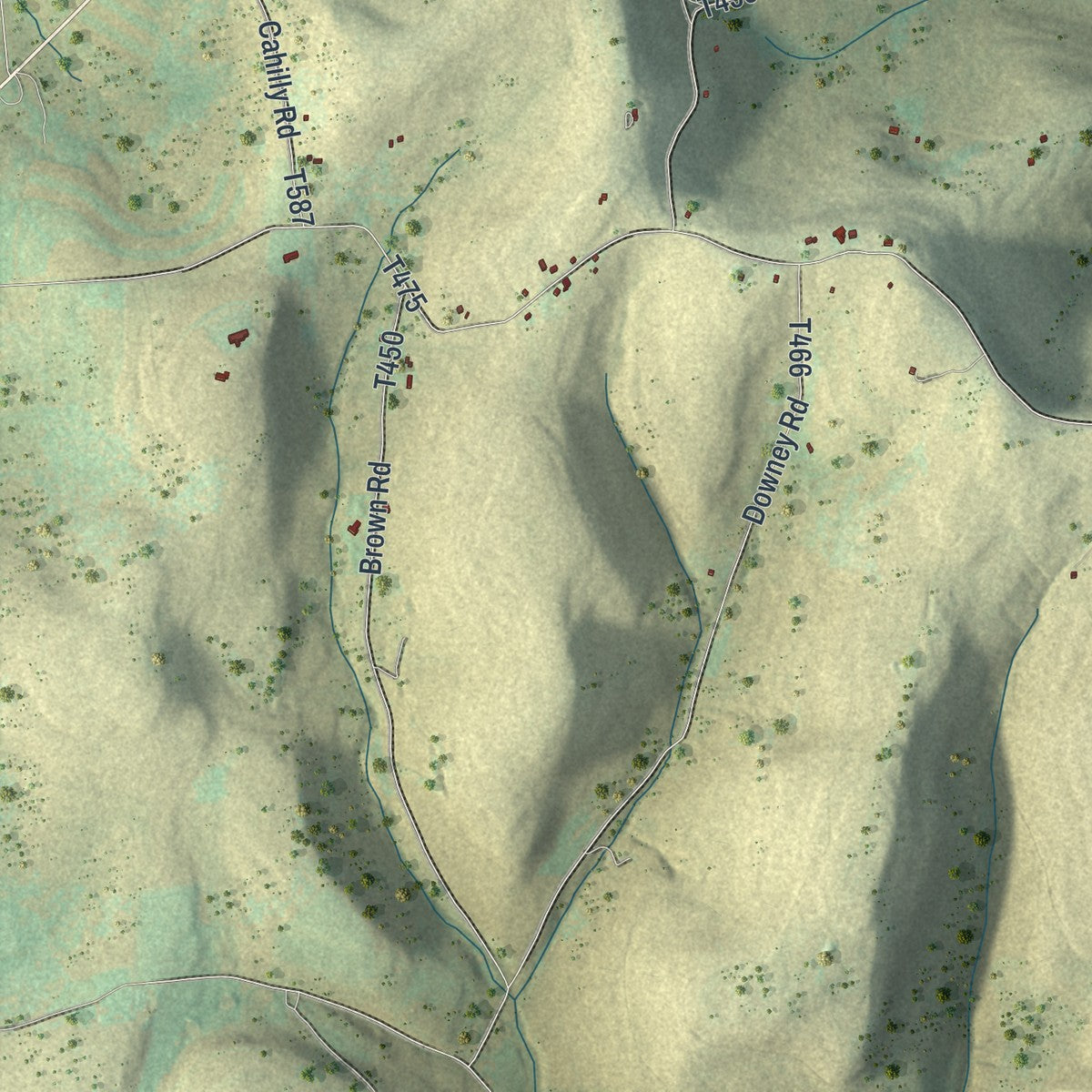 Second close-up of the map of Harrison, Potter County, Pennsylvania print showing more streets and buildings