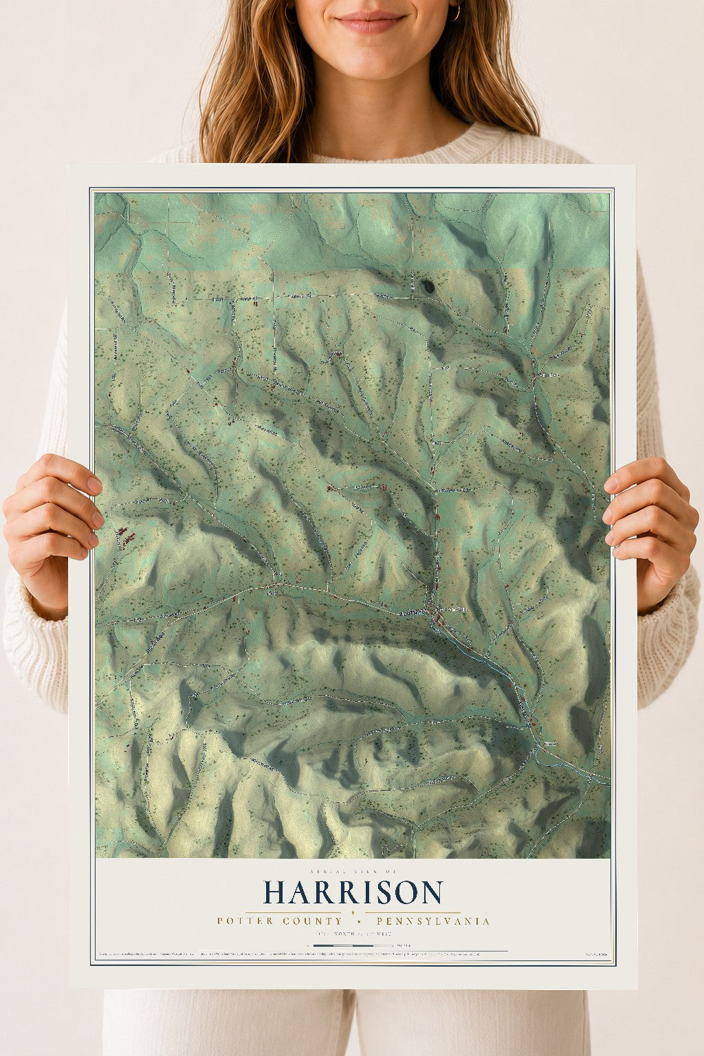 Map of Harrison, Potter County, Pennsylvania, 18 x 24 inch unframed archival matte print