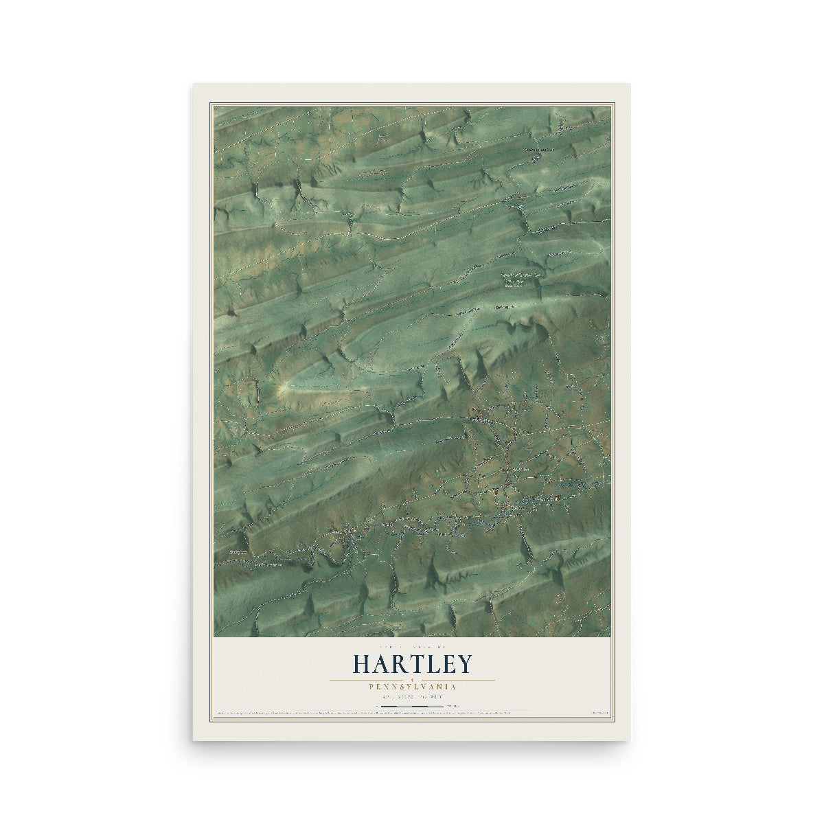 Map of Hartley, Pennsylvania, 12 x 18 inch unframed archival matte print