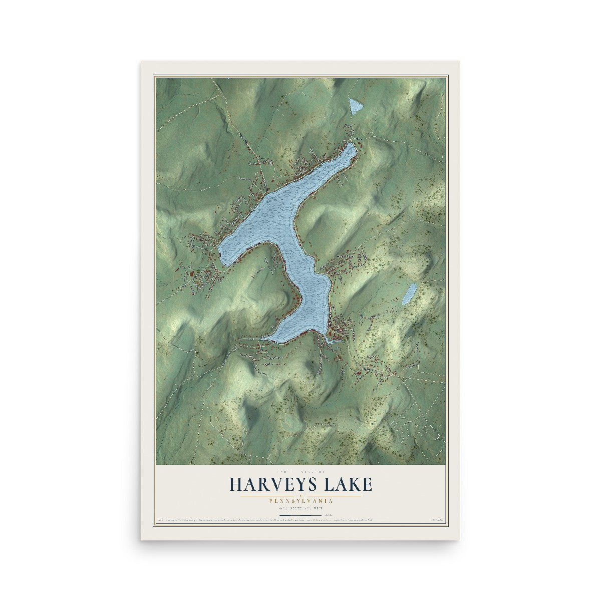 Map of Harveys Lake, Pennsylvania, 12 x 18 inch unframed archival matte print