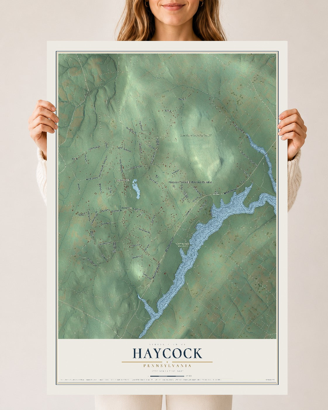 Map of Haycock, Pennsylvania, 24 x 36 inch unframed archival matte print