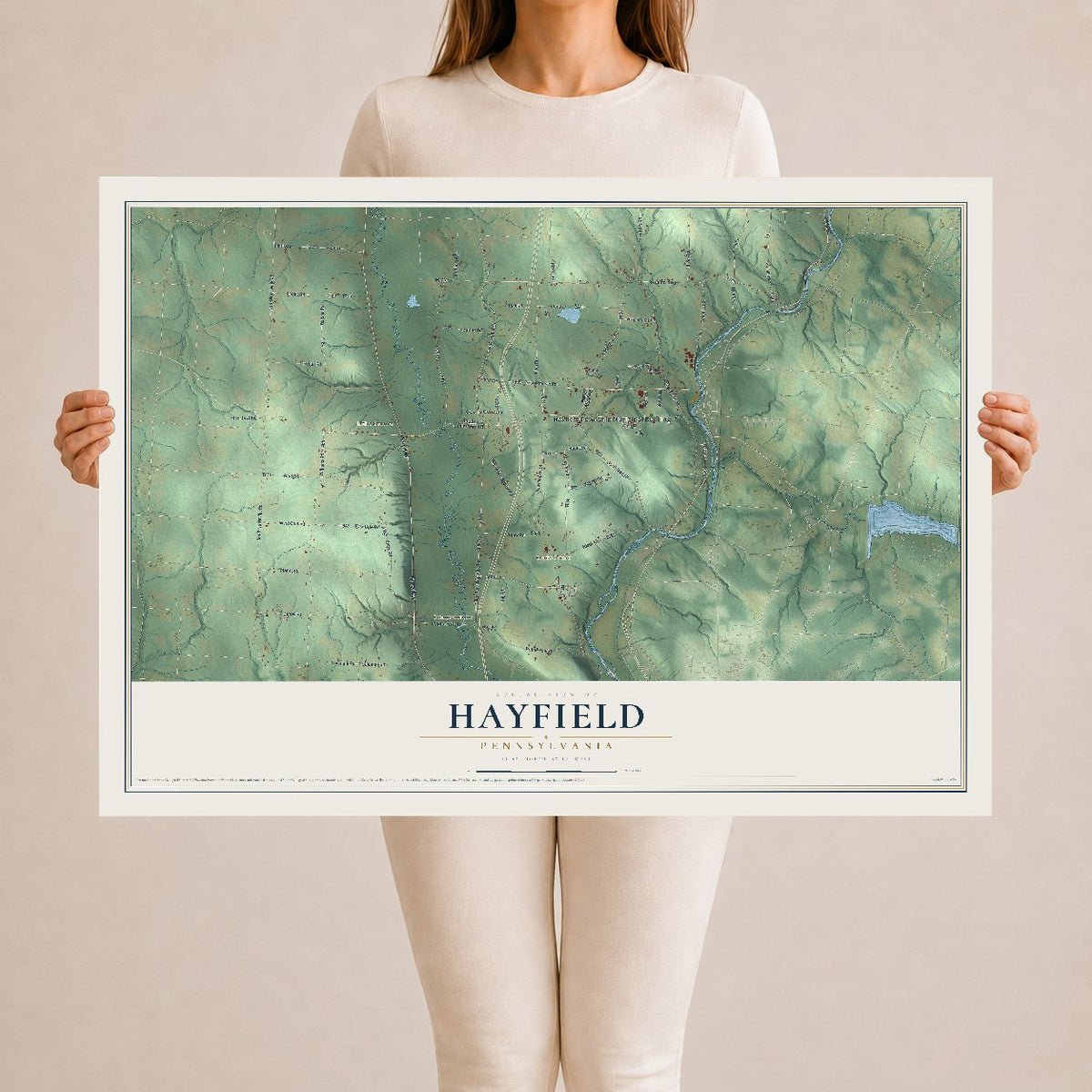 Map of Hayfield, Pennsylvania, 24 x 36 inch unframed archival matte print