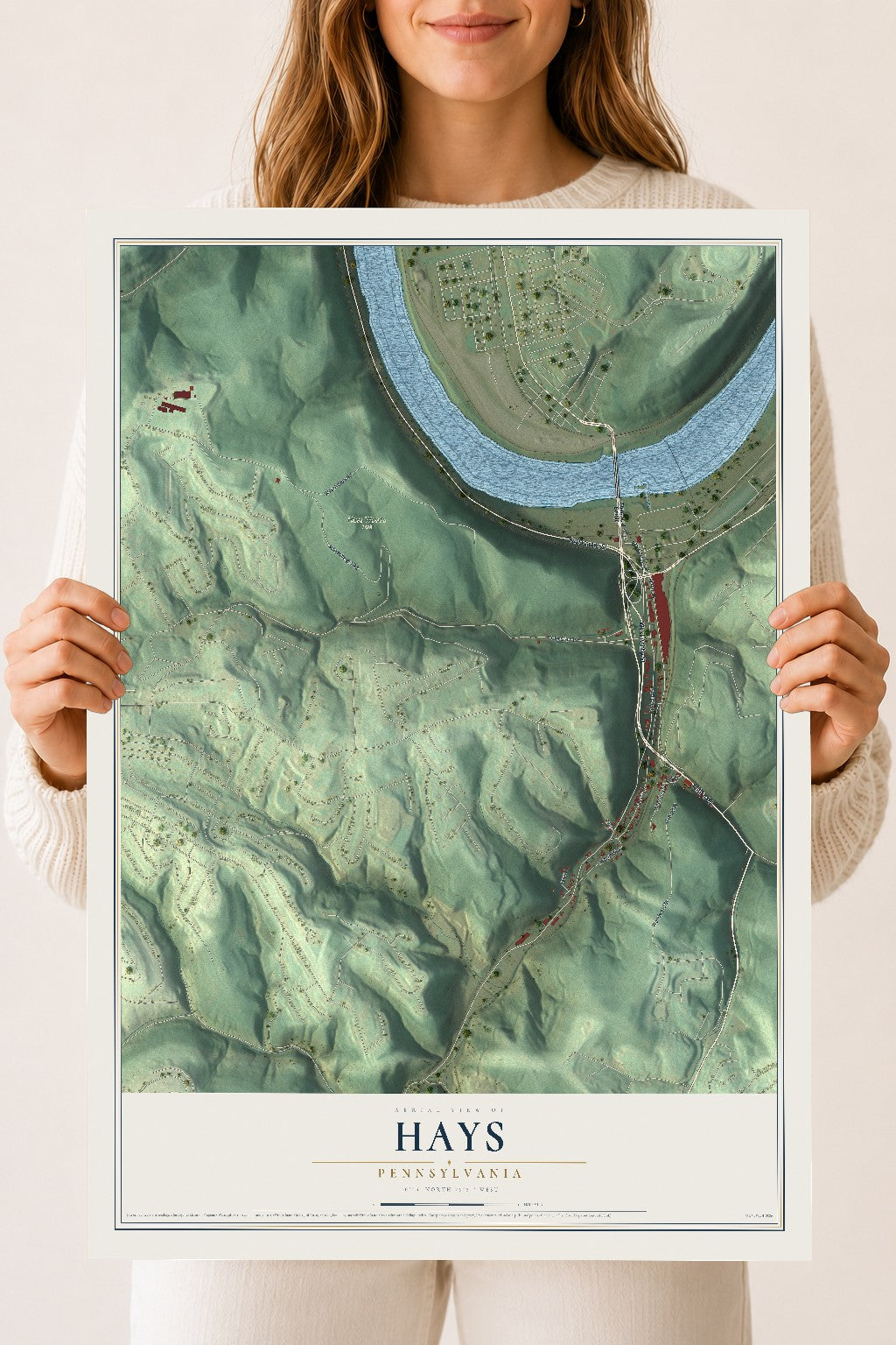 Map of Hays, Pennsylvania, 18 x 24 inch unframed archival matte print
